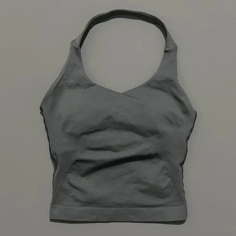 Impact Seamless Halter Tank Top Women Built-in Bra Yoga & Gym Top