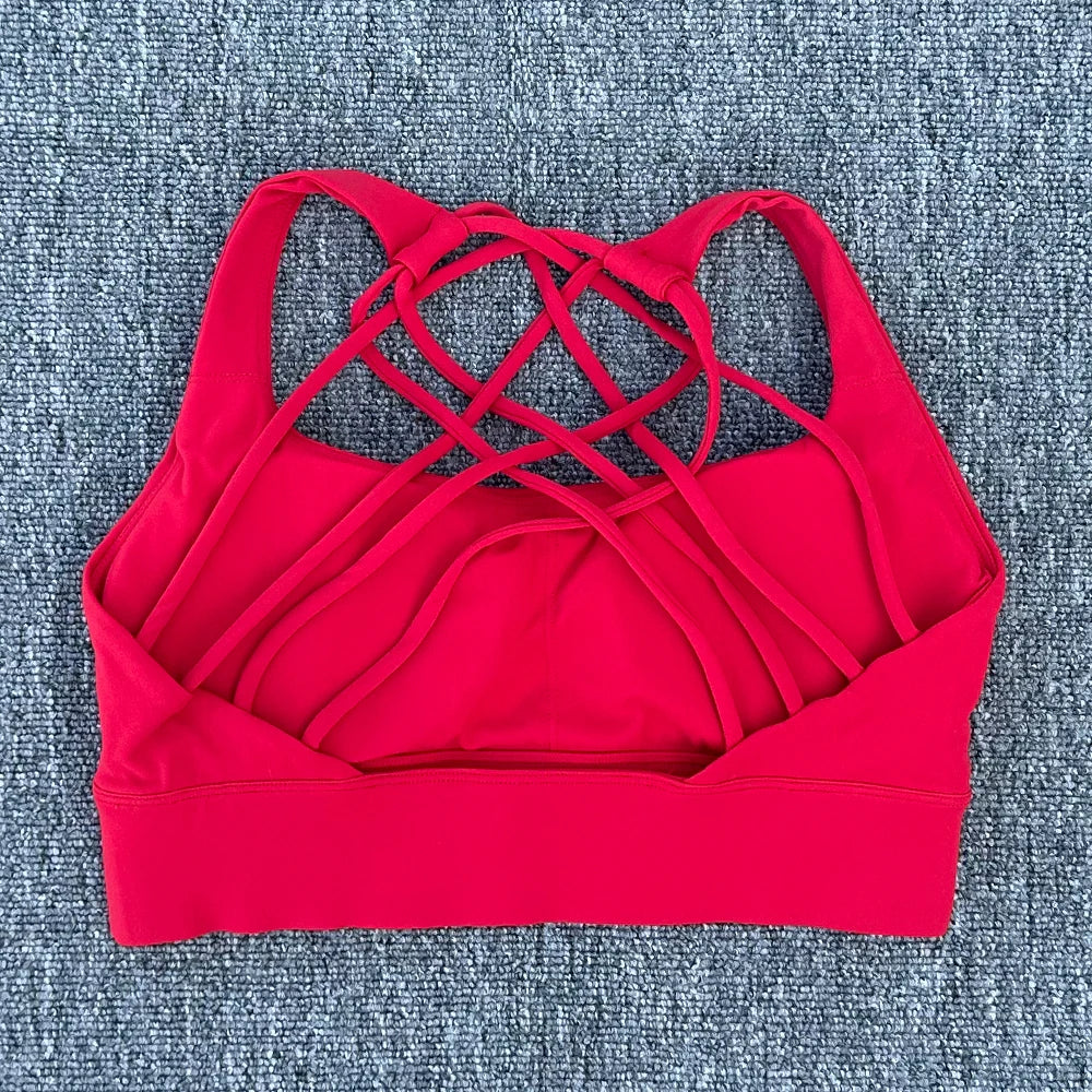 Women’s Push-Up Cross Back Sports Bra – Shockproof Gym & Yoga Workout Crop Top