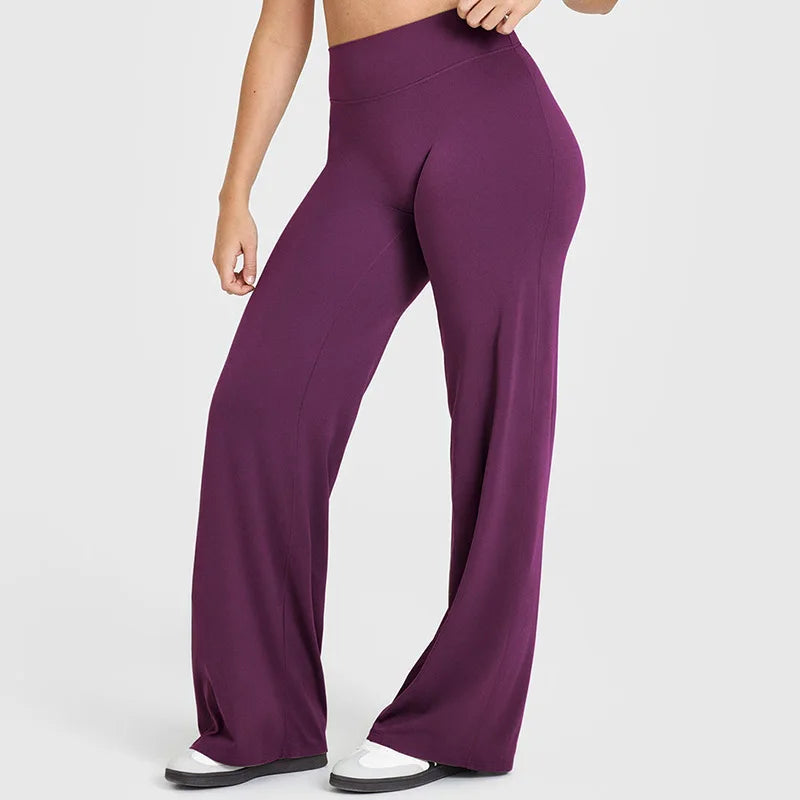 Women Butter Soft Straight-Leg Yoga Pants Mid Waist Gym Trousers