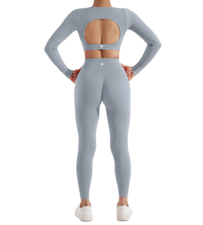 Women’s 2PCS Long Sleeve Yoga Set – Quick-Dry Gym Workout Tracksuit