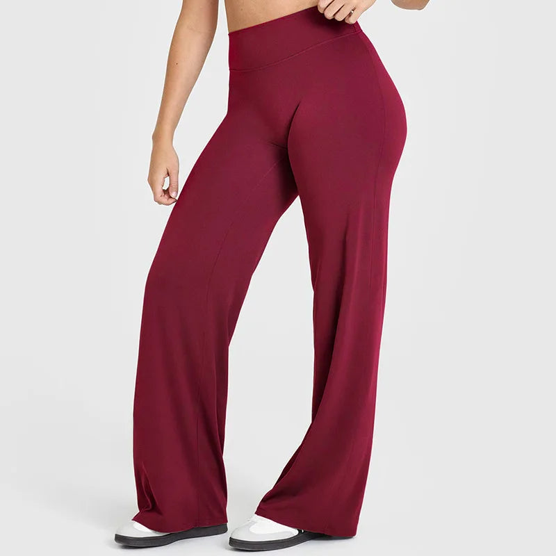 Women Butter Soft Straight-Leg Yoga Pants Mid Waist Gym Trousers