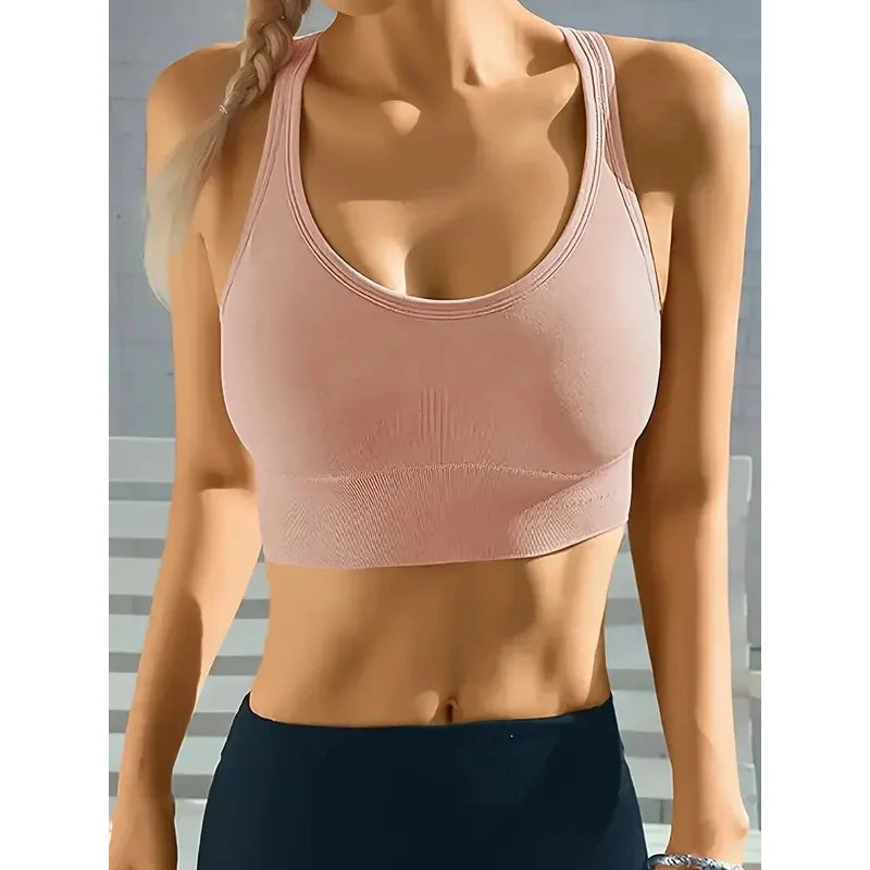 Women Seamless Push-Up Yoga Tank Bra Breathable Sports Top