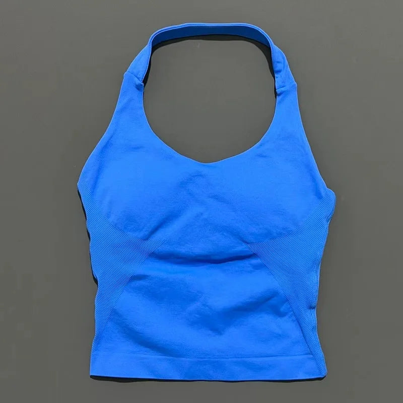 Impact Seamless Halter Tank Top Women Built-in Bra Yoga & Gym Top