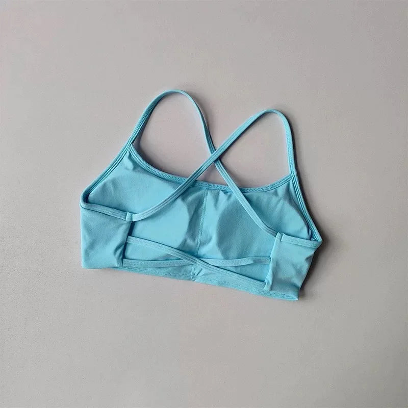 Women Cross Back Shockproof Sports Bra Sexy Gathered Gym & Yoga Top