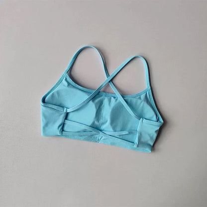 Women Cross Back Shockproof Sports Bra Sexy Gathered Gym & Yoga Top