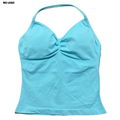 Women Longline Strappy Fitness Tank Top – Open Back Yoga Gym Bra