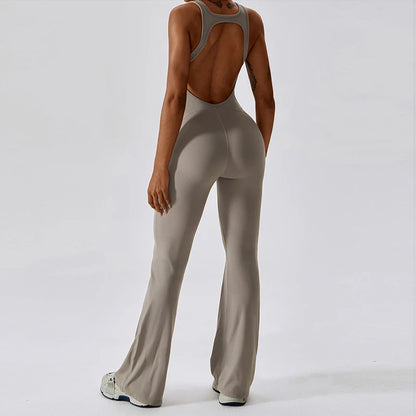 Women V-Back Gym Jumpsuit Stretch Fitness Yoga Romper