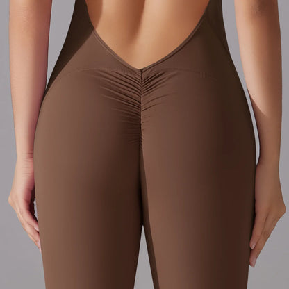 Hollow Backless Scrunch Sporty Overalls