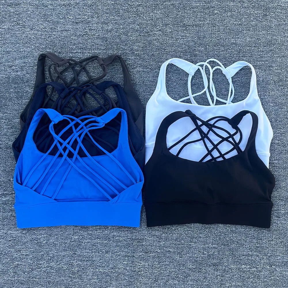 Women’s Push-Up Cross Back Sports Bra – Shockproof Gym & Yoga Workout Crop Top