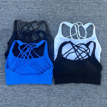 Women’s Push-Up Cross Back Sports Bra – Shockproof Gym & Yoga Workout Crop Top