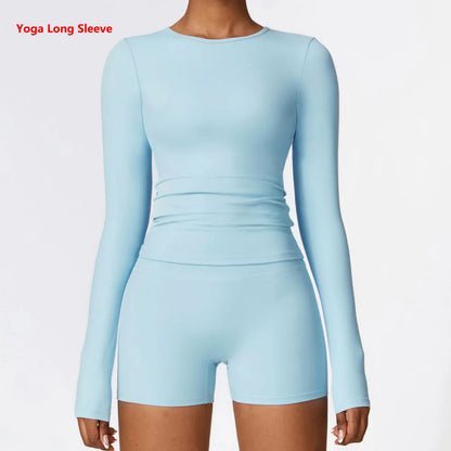 Women Long Sleeve Crop Sports Top Quick Dry Gym & Yoga Shirt