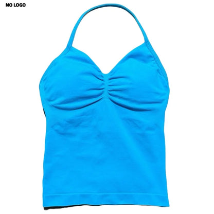 Women Longline Strappy Fitness Tank Top – Open Back Yoga Gym Bra