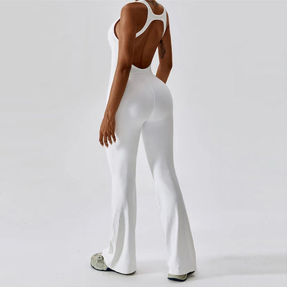 Women V-Back Gym Jumpsuit Stretch Fitness Yoga Romper