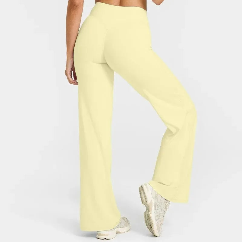 Women Butter Soft Straight-Leg Yoga Pants Mid Waist Gym Trousers