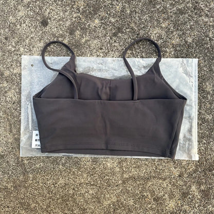 Women’s Solid Color Spaghetti Strap Sports Bra with Chest Pads