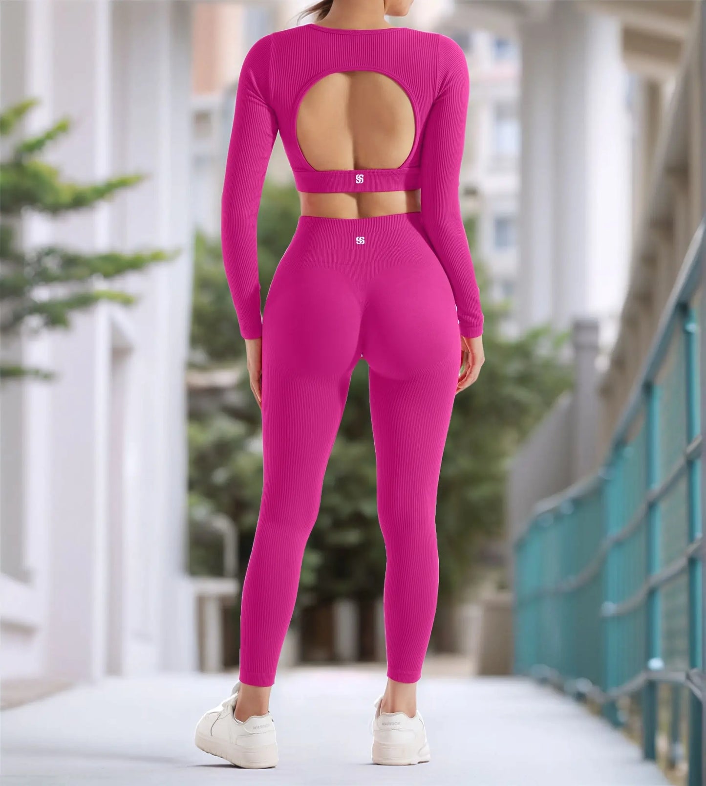 Women’s 2PCS Long Sleeve Yoga Set – Quick-Dry Gym Workout Tracksuit