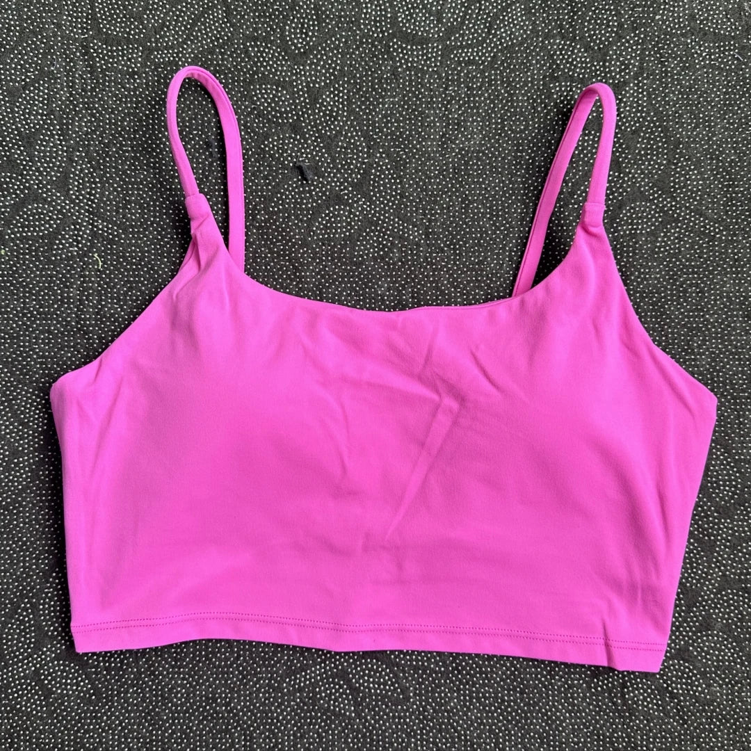 Women’s Solid Color Spaghetti Strap Sports Bra with Chest Pads