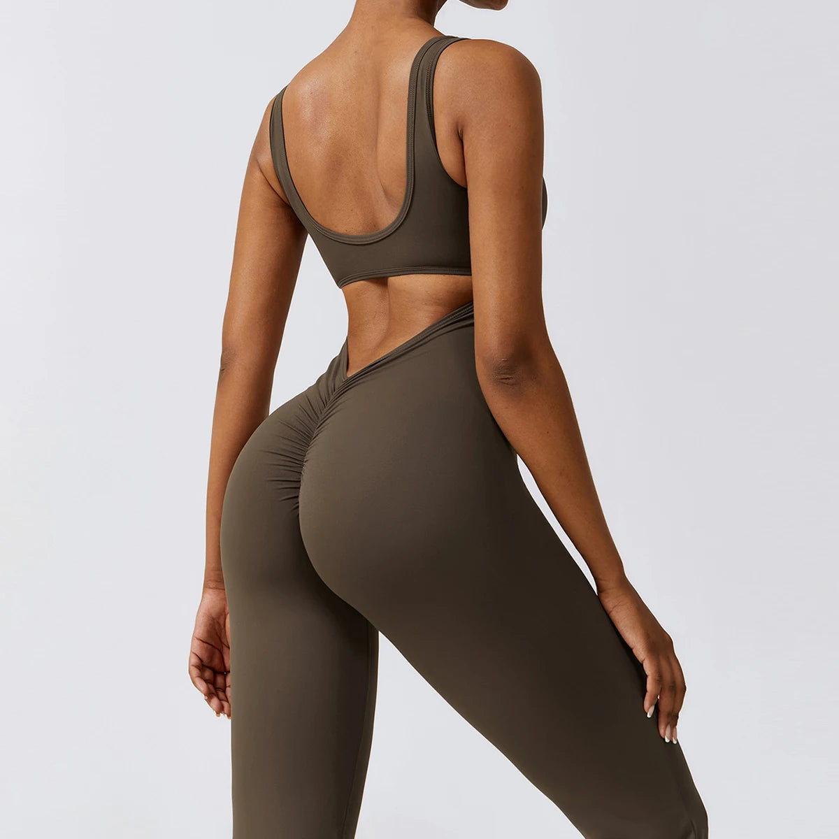 Women V-Back Gym Jumpsuit Stretch Fitness Yoga Romper