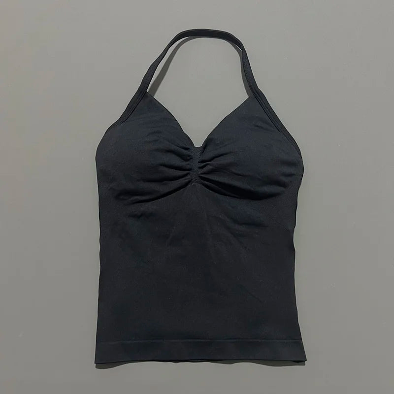 Impact Longline Strappy Sports Bra – Women Open Back Yoga Gym Top