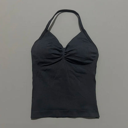 Impact Longline Strappy Sports Bra – Women Open Back Yoga Gym Top