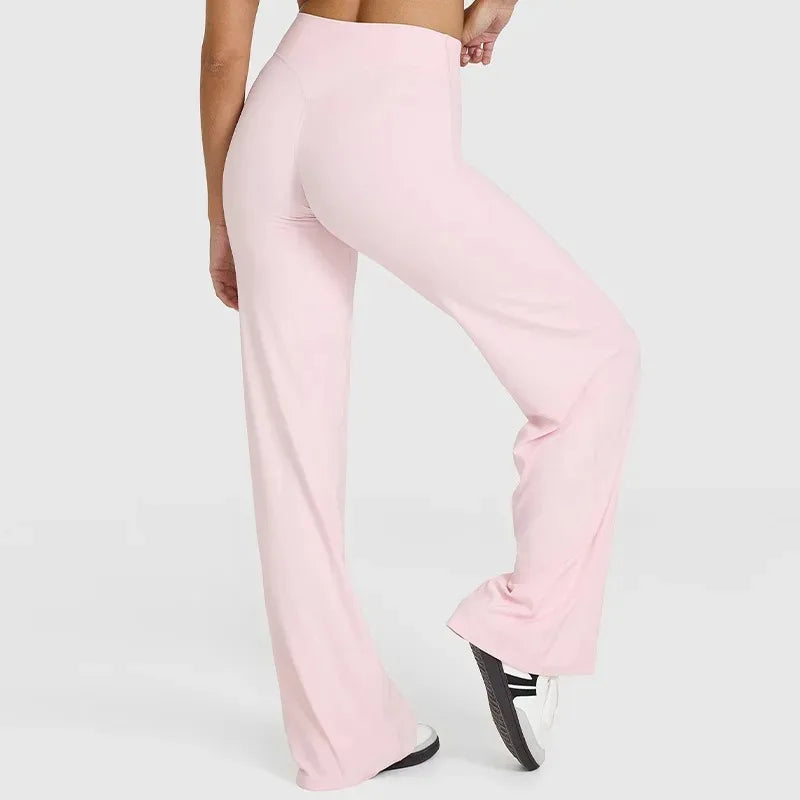 Women Butter Soft Straight-Leg Yoga Pants Mid Waist Gym Trousers