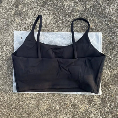 Women’s Solid Color Spaghetti Strap Sports Bra with Chest Pads