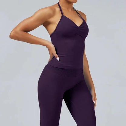 Women Longline Strappy Fitness Tank Top – Open Back Yoga Gym Bra