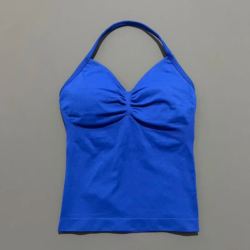 Impact Longline Strappy Sports Bra – Women Open Back Yoga Gym Top