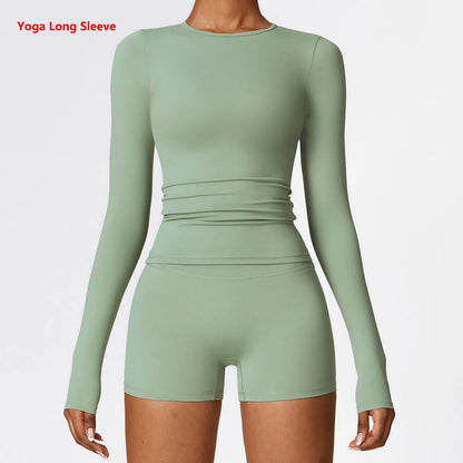 Women Long Sleeve Crop Sports Top Quick Dry Gym & Yoga Shirt