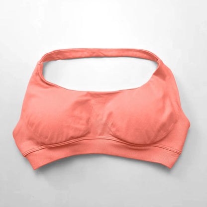 Impact Seamless Halter Sports Bra – Women High Support Open Back Gym Top