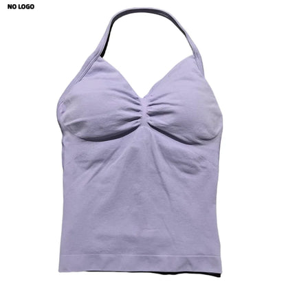 Women Longline Strappy Fitness Tank Top – Open Back Yoga Gym Bra
