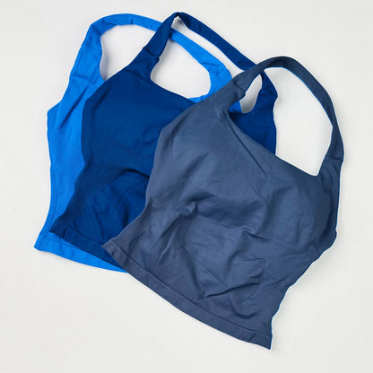 Women Seamless 2-Piece Yoga Set Strappy Sports Bra & Scrunch Leggings