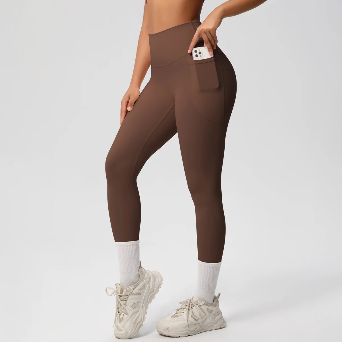 Women High Waist Push-Up Leggings Stretch Yoga Pants with Pockets