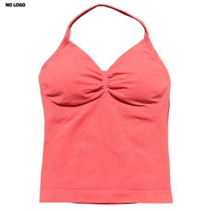Women Longline Strappy Fitness Tank Top – Open Back Yoga Gym Bra
