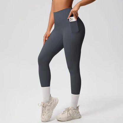 Women High Waist Push-Up Leggings Stretch Yoga Pants with Pockets