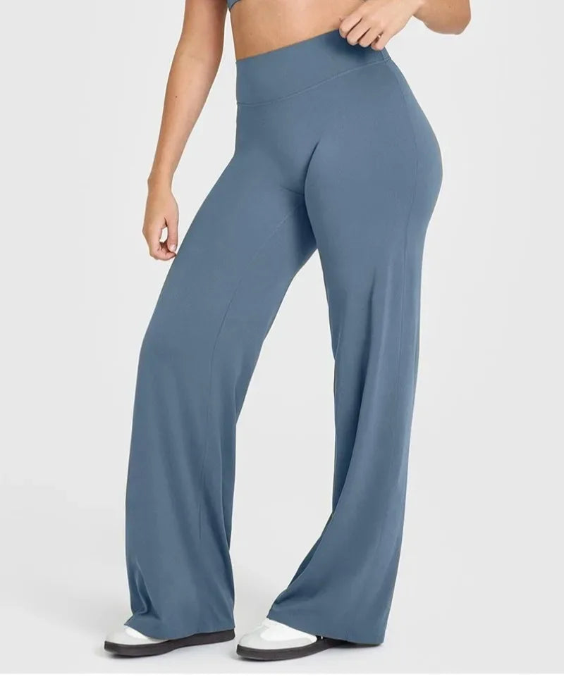 Women Butter Soft Straight-Leg Yoga Pants Mid Waist Gym Trousers