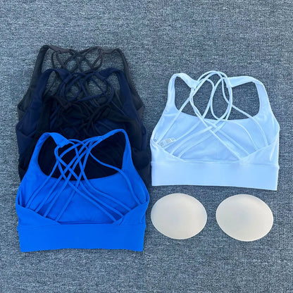 Women’s Push-Up Cross Back Sports Bra – Shockproof Gym & Yoga Workout Crop Top