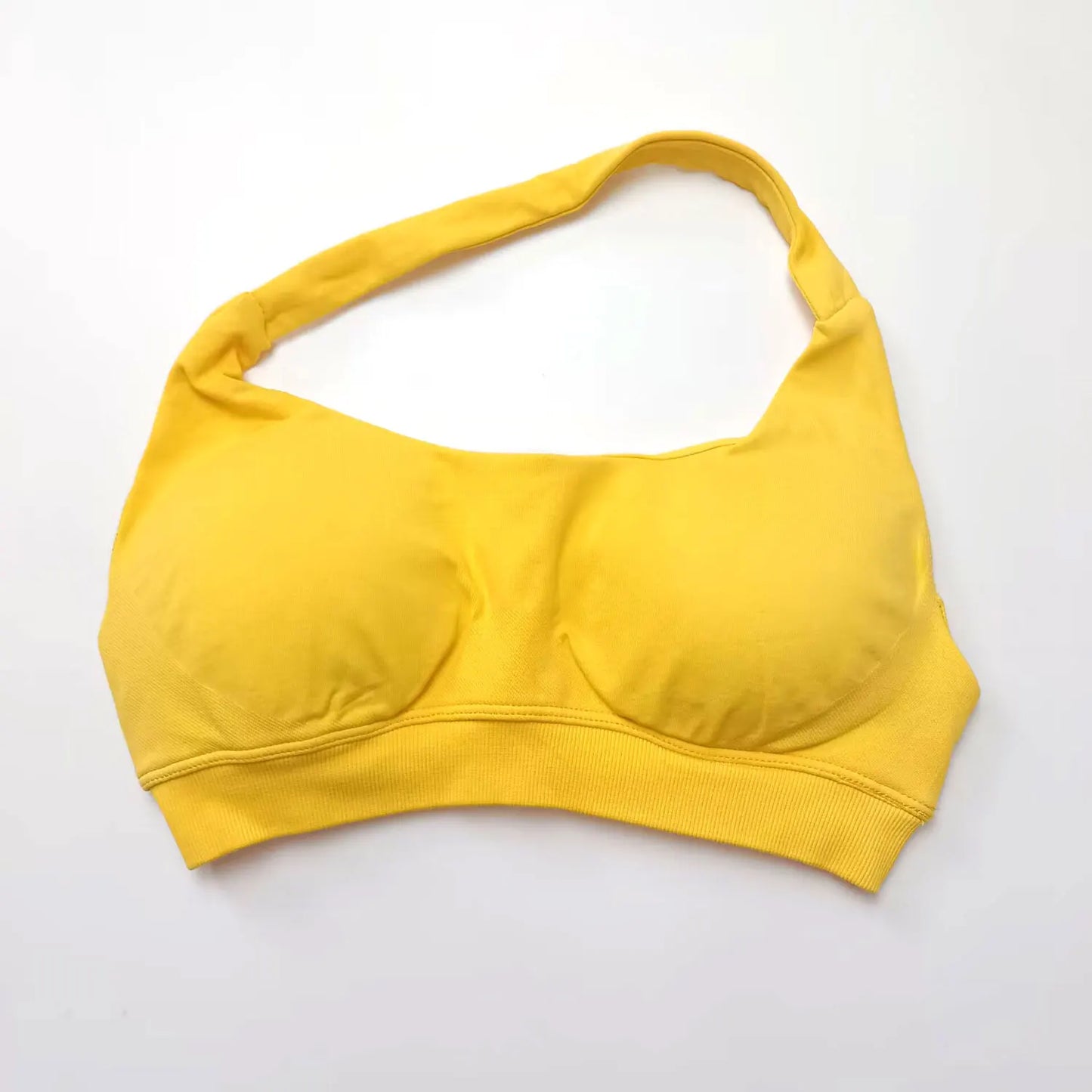 Impact Seamless Halter Sports Bra – Women High Support Open Back Gym Top