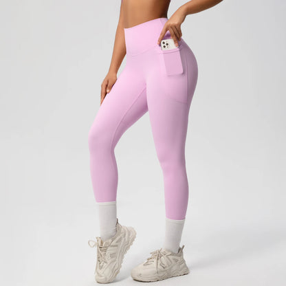 Women High Waist Push-Up Leggings Stretch Yoga Pants with Pockets