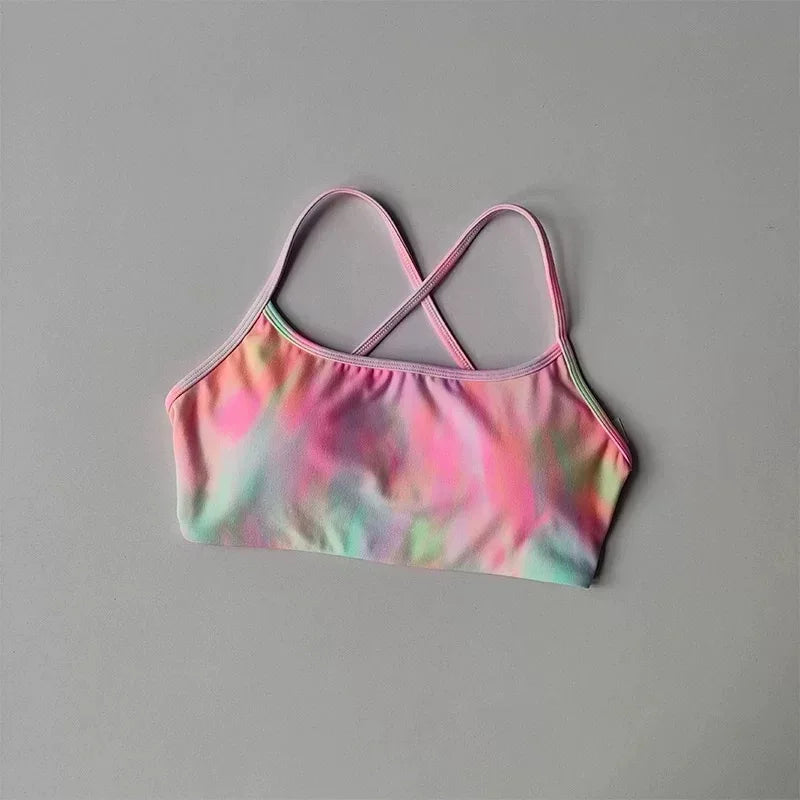 Women Cross Back Shockproof Sports Bra Sexy Gathered Gym & Yoga Top