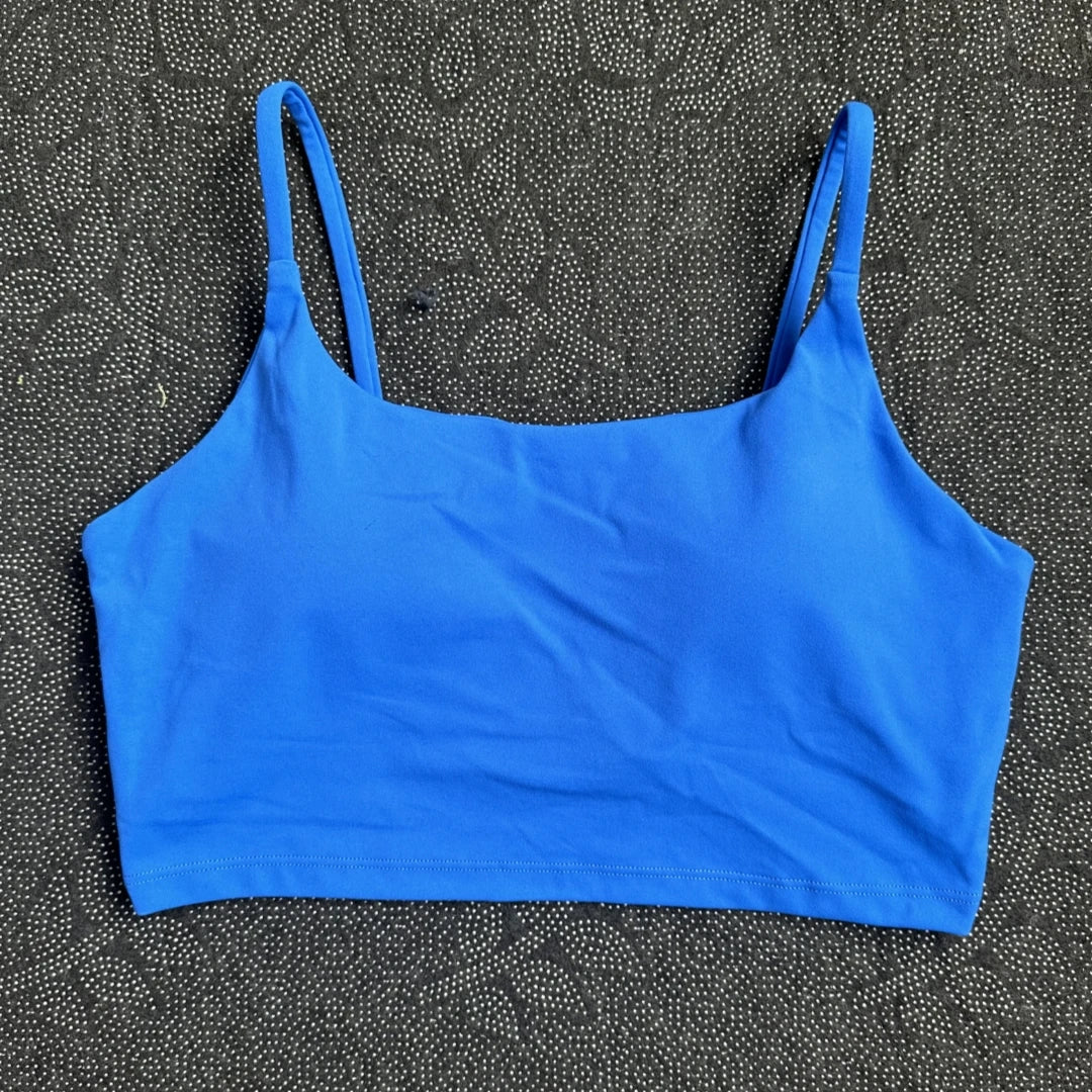 Women’s Solid Color Spaghetti Strap Sports Bra with Chest Pads